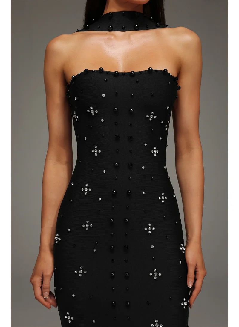 Bella Barnett Nesya Sleeveless Pearl Bandage Maxi Dress