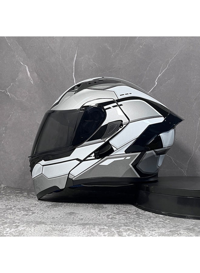 Silver Gundam With Black Tea Orz Motorcycle Helmet Men's And Women's Exposure Helmet Full Helmet Tail Knight Bluetooth Motorcycle Men's And Women's Winter Personalized Electric