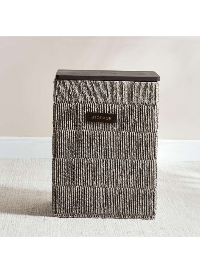 Pan Home سلة غسيل إلينور بغطاء خشبي - رمادي - Image 3