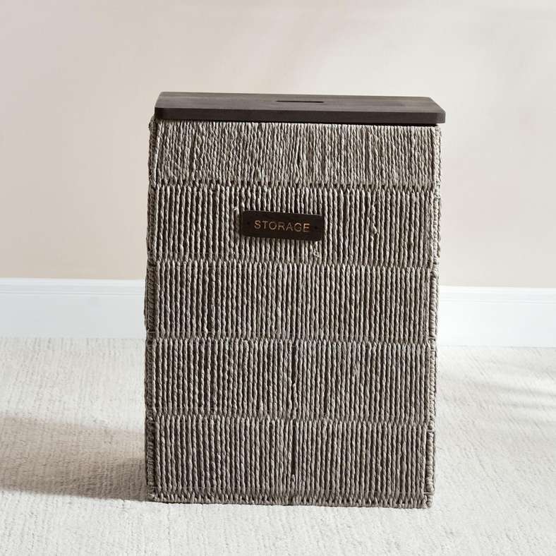 Pan Home سلة غسيل إلينور بغطاء خشبي - رمادي - Image 3