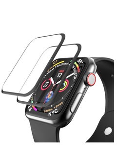 TWEGGON 2pc Pack Apple Watch SE3/SE2/SE 44mm Screen Protector, Full Cover 3D Screen Protector for Apple Watch SE3/SE2/SE/6/5/4 44MM Black/Clear  - Image 2