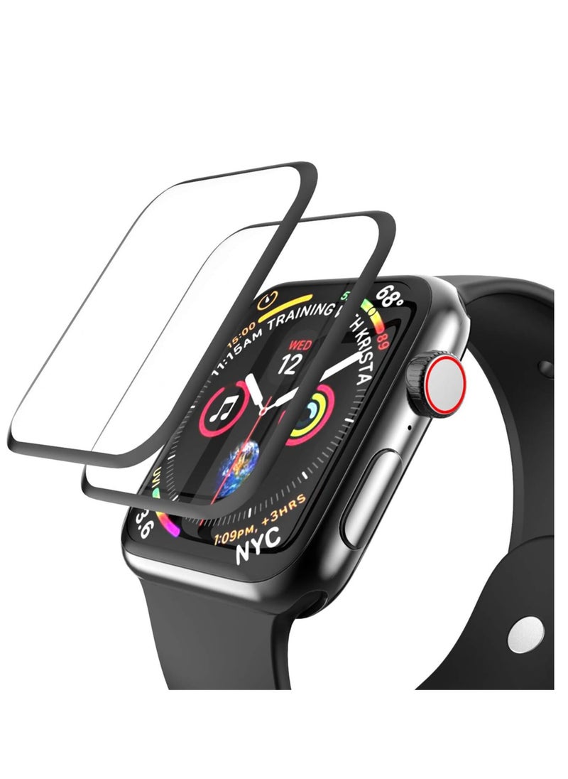 TWEGGON 2pc Pack Apple Watch SE3/SE2/SE 44mm Screen Protector, Full Cover 3D Screen Protector for Apple Watch SE3/SE2/SE/6/5/4 44MM Black/Clear  - Image 2