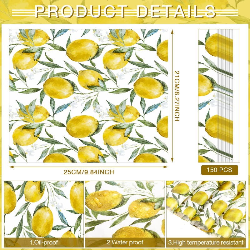 Eersida 150 Sheets Wax Paper Sheets Wax Paper Sheet for Food Lemon Grease Proof Deli Wraps Basket Liners Deli Paper Sheets Wax Paper Baking Paper Parchment Paper Sandwich Wrap Paper Picnic Basket Liners - Image 3