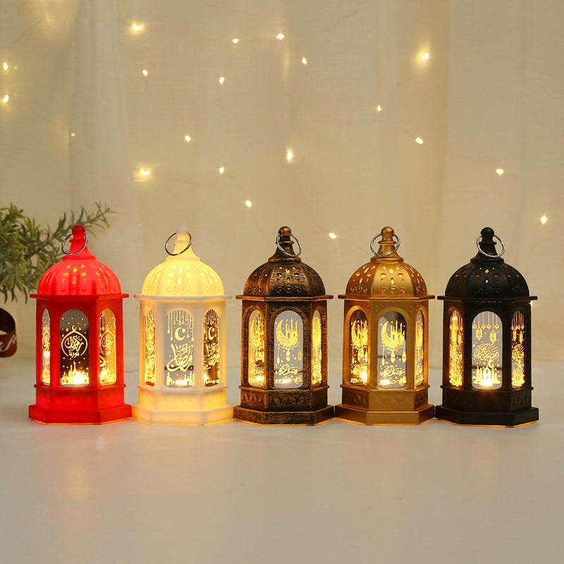 2Pcs Lamp Decorative Lantern Craft Eid Mubarak Theme Light - Image 2