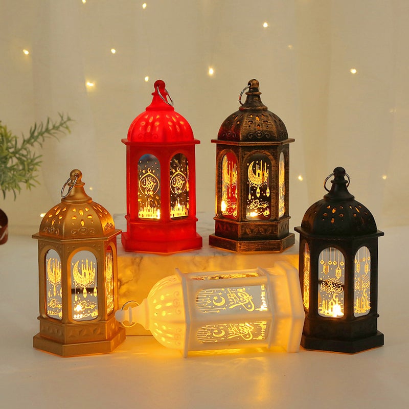 2Pcs Lamp Decorative Lantern Craft Eid Mubarak Theme Light - Image 1