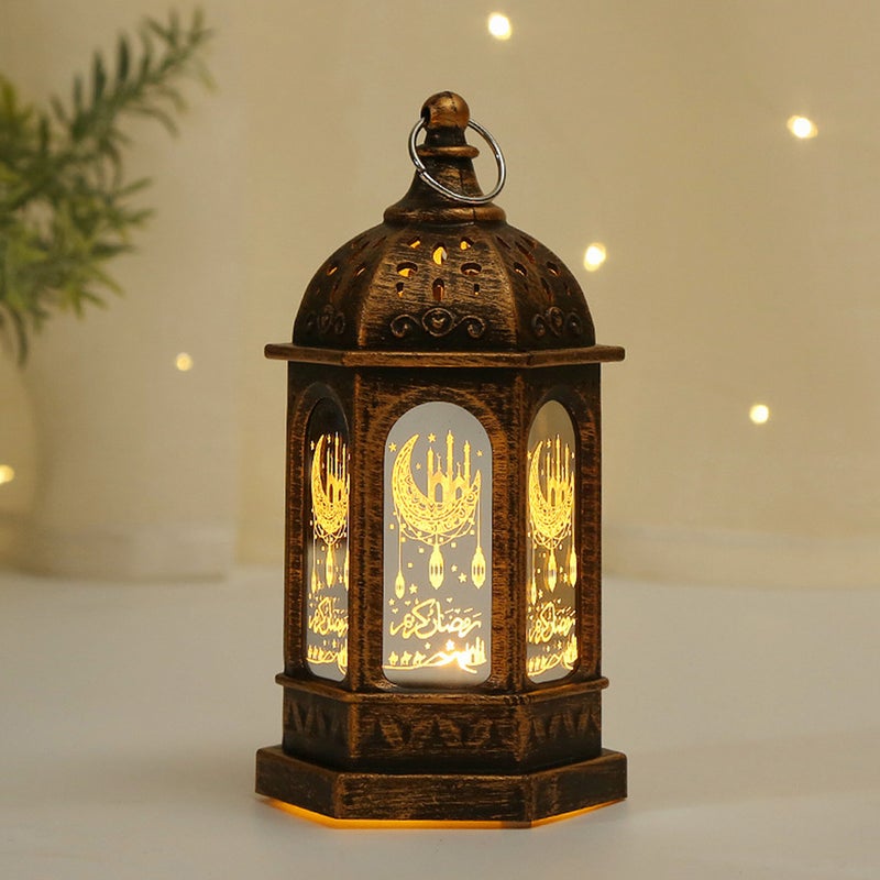 2Pcs Lamp Decorative Lantern Craft Eid Mubarak Theme Light - Image 3