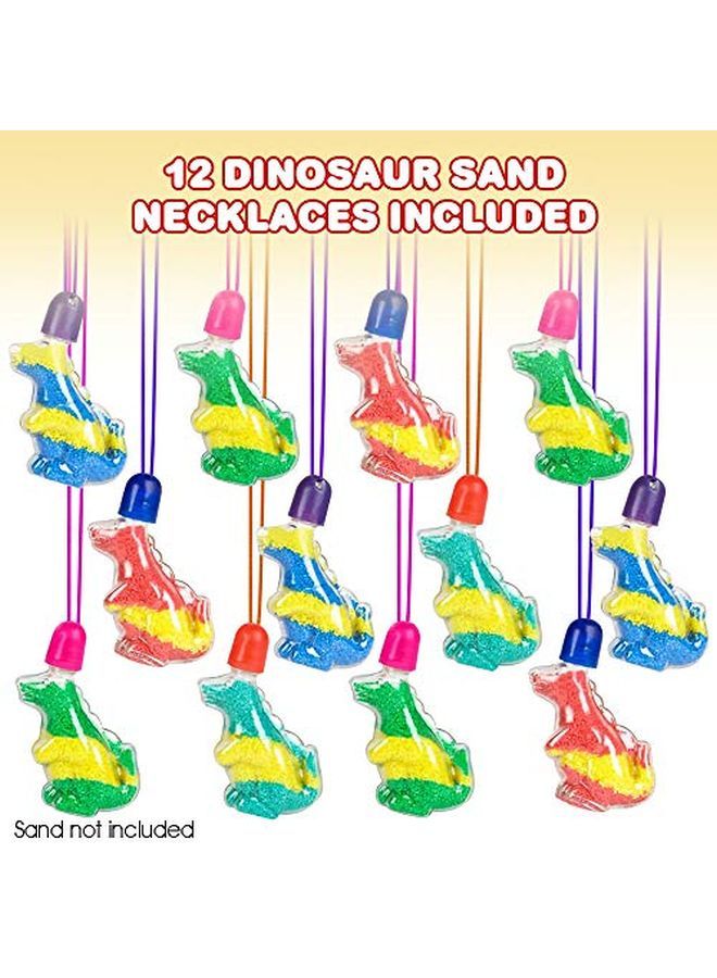 ArtCreativity Sand Art Dinosaur Bottle Necklaces Pack Of 12 Sand Art Craft Kit With Dinosaur Sd Bottles Craft Party Supplies And Party Favors For Kids Sand Sold Separately - Image 2