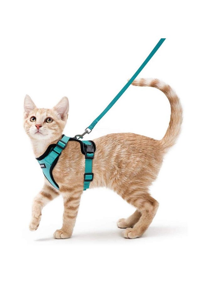 Rabbitgoo rabbitgoo Cat Harness and Leash for Walking, Escape Proof Soft Adjustable Vest Harnesses for Cats, Easy Control Breathable Reflective Strips Jacket, Emerald, XS  - Image 1