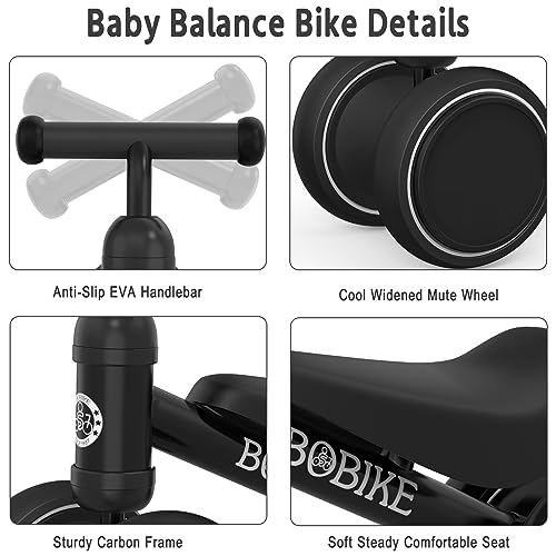 Bobike Baby Balance Bike Toys for 1236 Months Kids Toy Boy Girls Gifts Toddler Best First Birthday Gift Children Walker No Pedal Infant 4 Wheels Bicycle Black - Image 5
