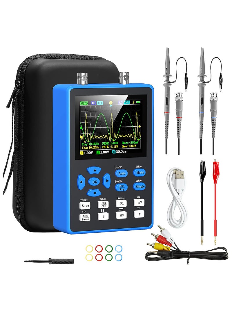 SOLARAE Handheld Digital Oscilloscope Kit - 2 Channel 2.8"TFT Mini Automotive Oscilloscope Bandwidth 120Mhz Digital Oscilloscopes Portable 500MS/s Sampling Rate, Vertical Sensitivity 10mV/div~10V/div - Image 1