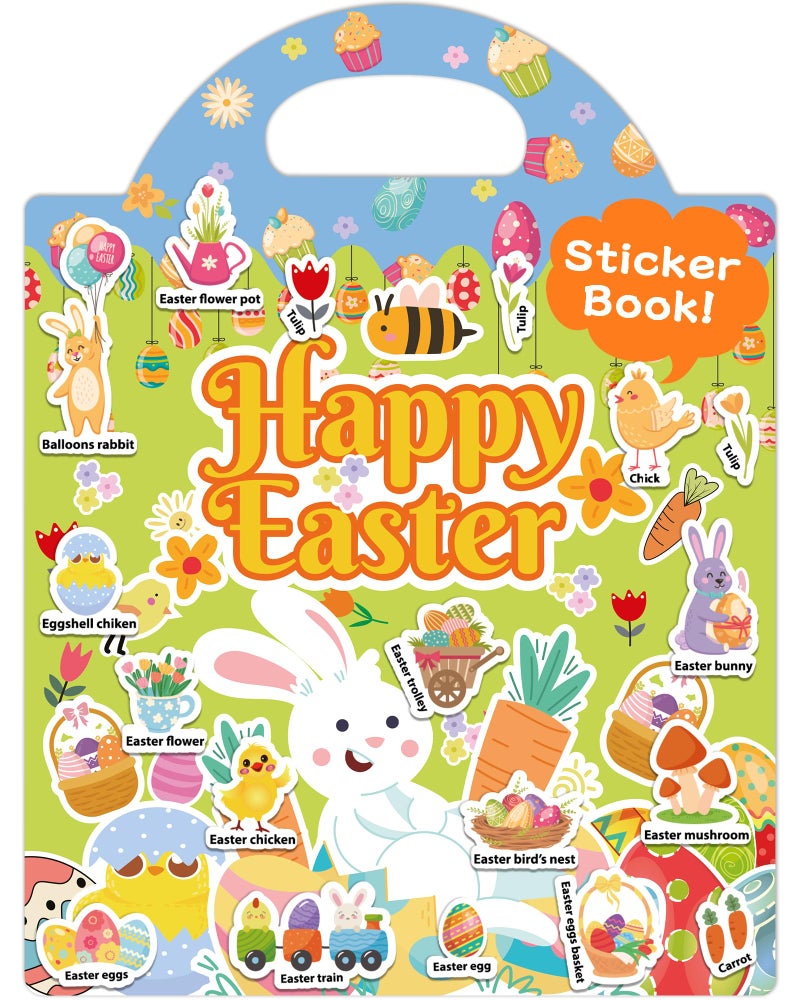 Benresive Reusable Sticker Books for Toddlers, Fun Travel Stickers for Kids, Toddler Sticker Book, Crafts Activities for Toddlers, 3 and Up Easter Basket Stuffers Birthday Gifts - Easter - Image 1