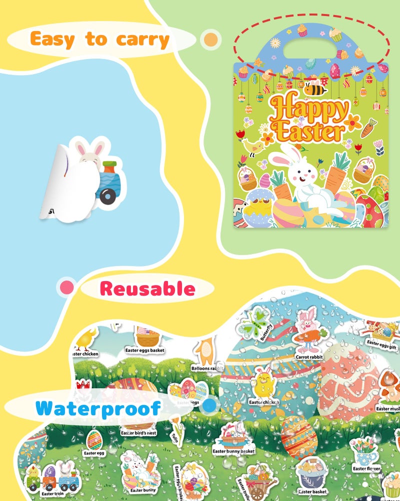 Benresive Reusable Sticker Books for Toddlers, Fun Travel Stickers for Kids, Toddler Sticker Book, Crafts Activities for Toddlers, 3 and Up Easter Basket Stuffers Birthday Gifts - Easter - Image 5