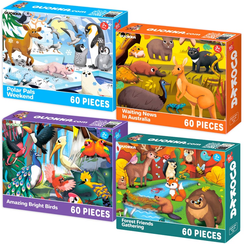 QUOKKA Puzzles for Kids Ages 46 Set of 4x60 Jigsaw Puzzles for Toddlers 35 Polar Birds Animals Toys for Children 68 yo Gift Educational Game for Boys Girls - Image 3
