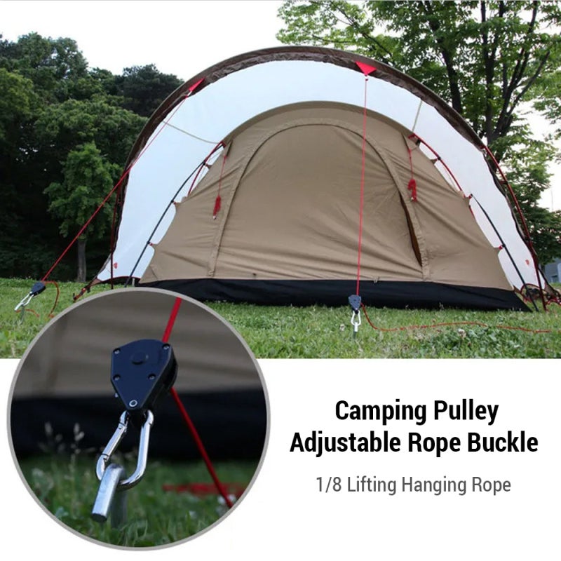 Camping Pulley 4 Inch - Upgraded Metal Wheel Max Load 68-75kg Adjustable Rope Buckle for Outdoor Camping, Light Lifting, Tent Guylines - Image 2
