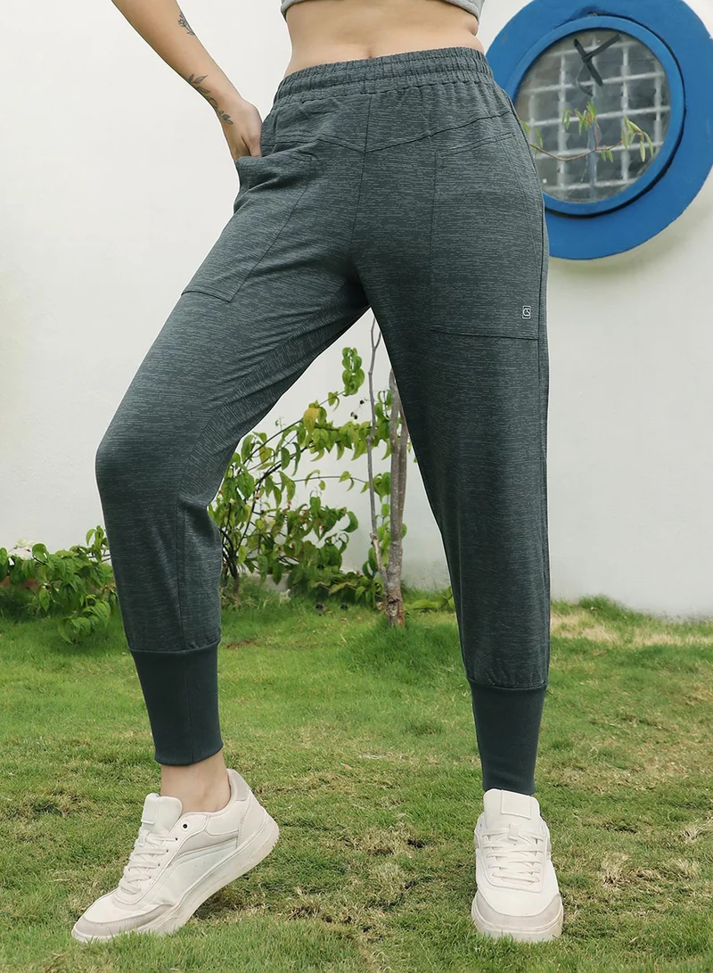 PINACOLADA Women's Olive Green Heathered Trackpants