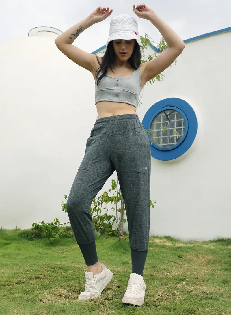Pinacolada  Women's Olive Green Heathered Trackpants for Women | Best Price UAE