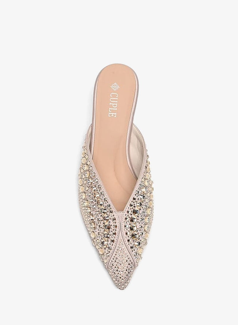 Cuple Light Gold Crystal Mule Heel - Image 3