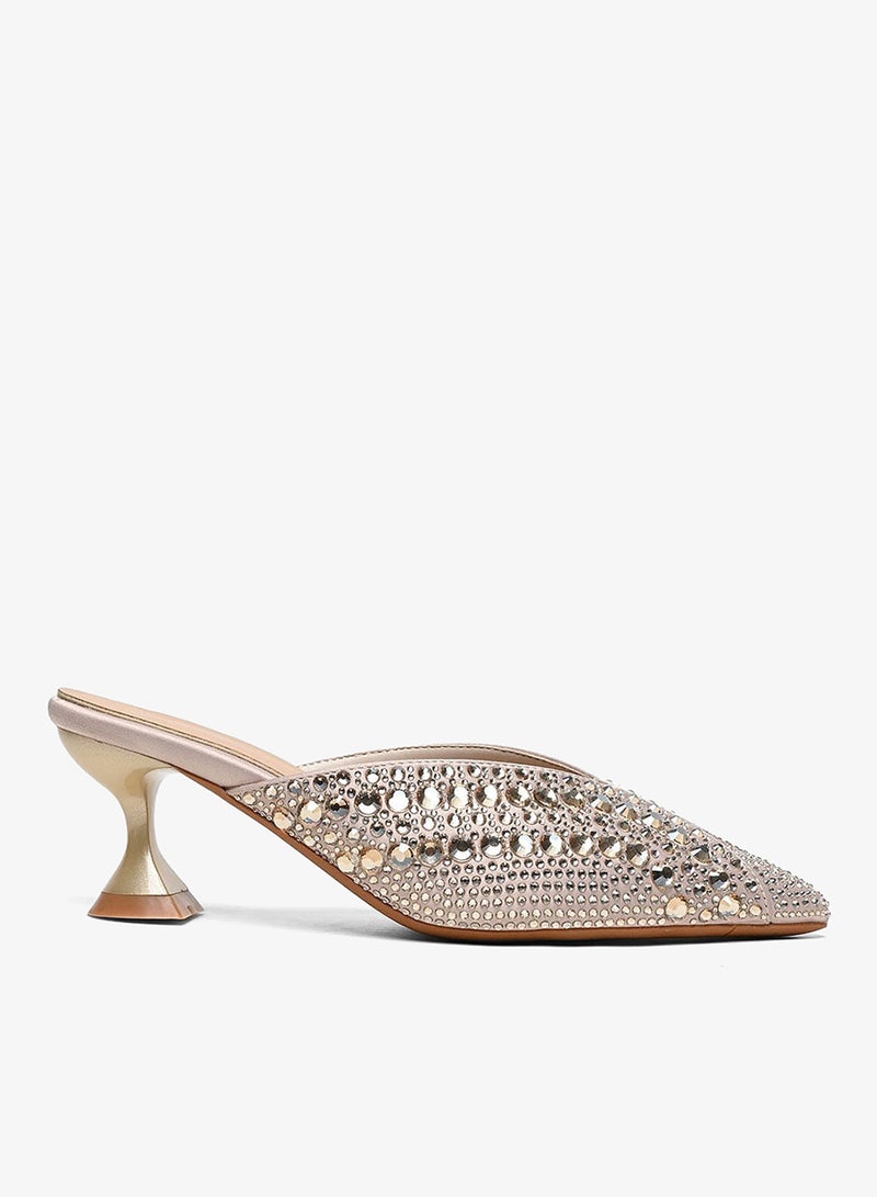 Cuple Light Gold Crystal Mule Heel - Image 2
