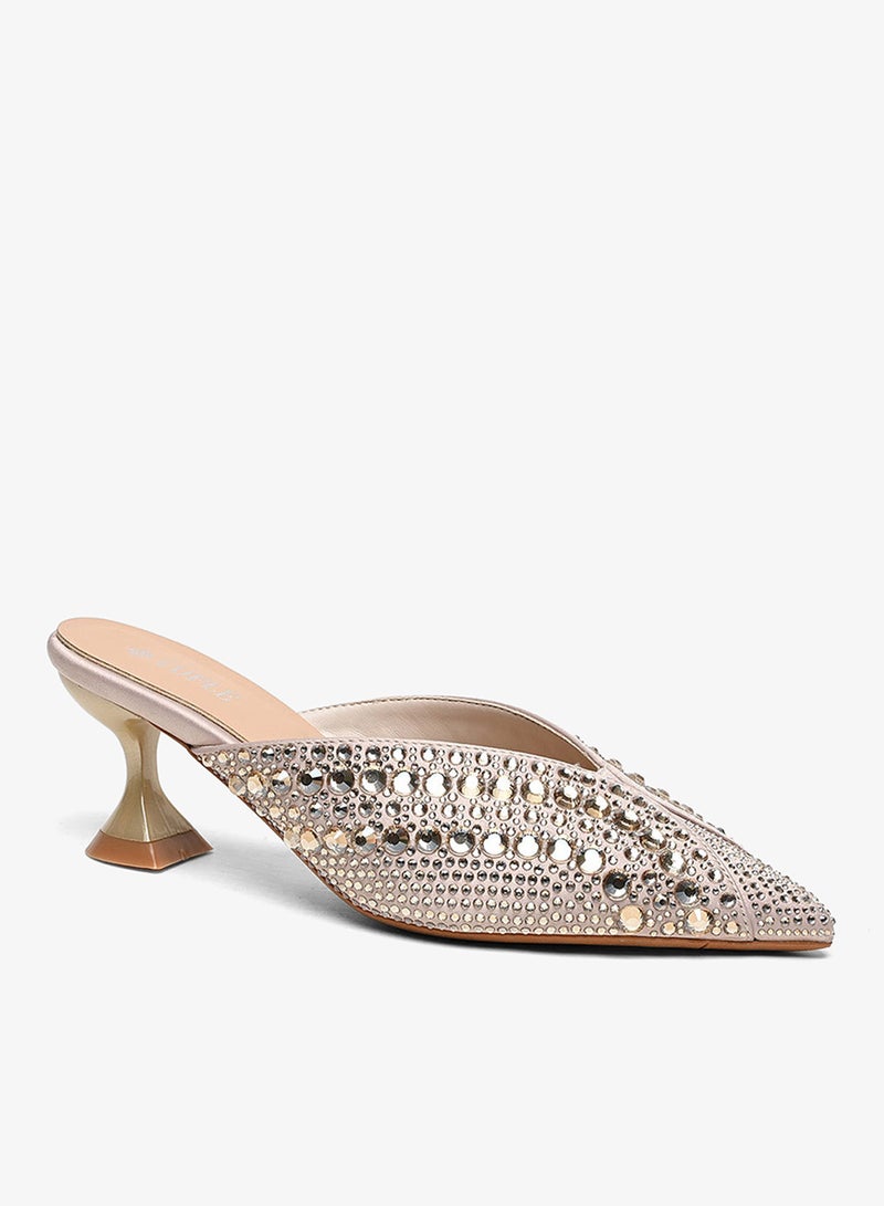 Cuple Light Gold Crystal Mule Heel - Image 1