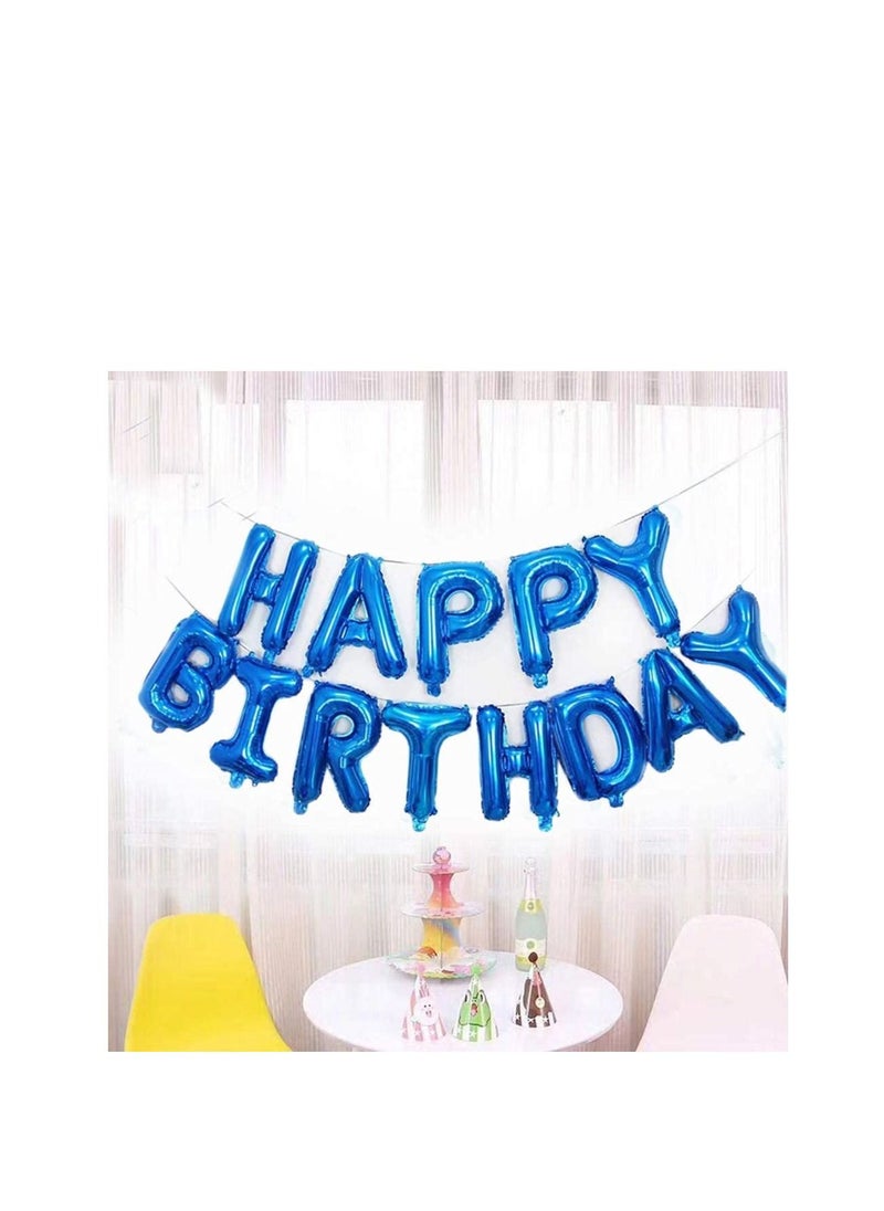 MARKQ - Blue Happy Birthday Balloons Decoration Set with Foil Letter Balloons Banner, 6 Latex Balloons, 2 Star Balloons, 4 Confetti Balloons for Indoor & Outdoor Birthday Party Decorations and Supplies - Image 1