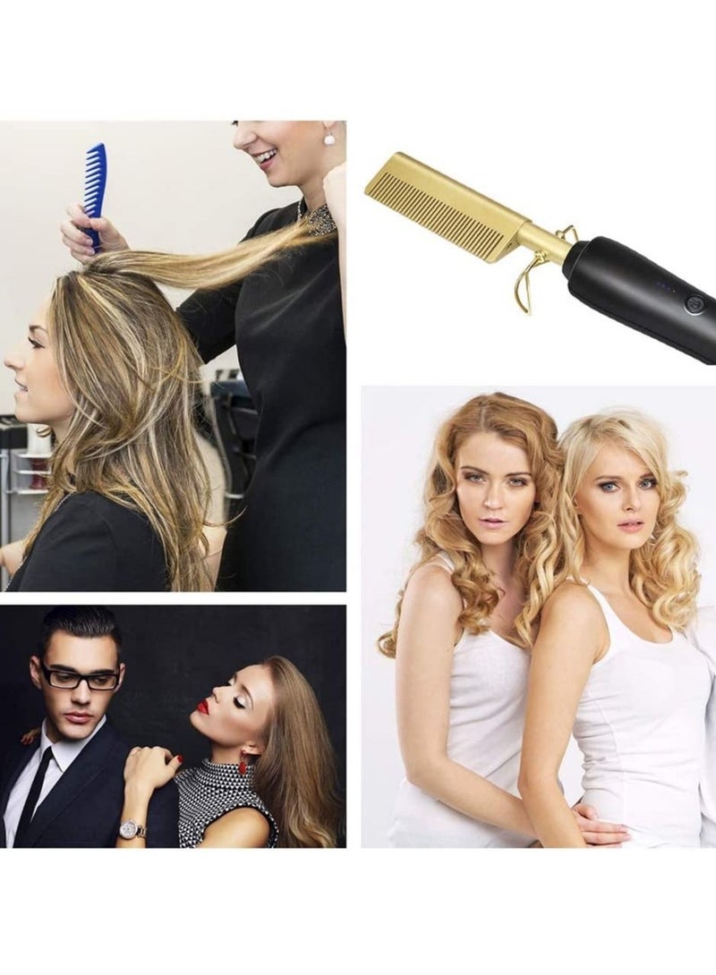 ELTRAZONE Heating Comb Straightener Electric Hot Comb Flat Iron Hair Straightening Brush Smoothing Iron Comb Hair Straightener Brush - Image 1