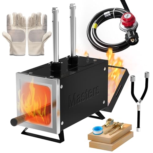 Molten Masters MMasters 2 Burner Propane Forge Kit – Square Mini Gas Forge with Base for Knife Making, Blacksmithing & Farrier Tools - Image 1