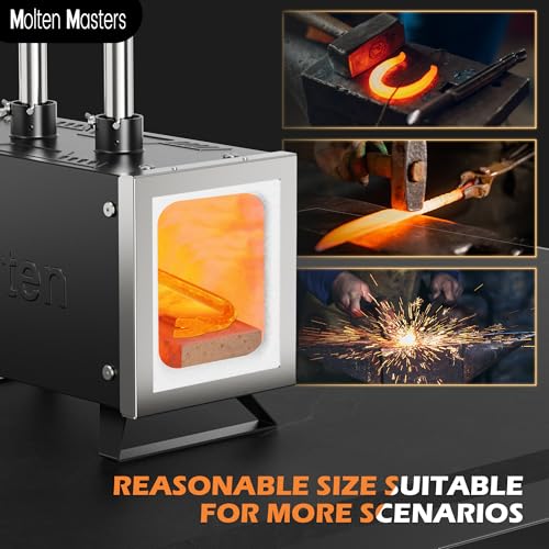 Molten Masters MMasters 2 Burner Propane Forge Kit – Square Mini Gas Forge with Base for Knife Making, Blacksmithing & Farrier Tools - Image 5