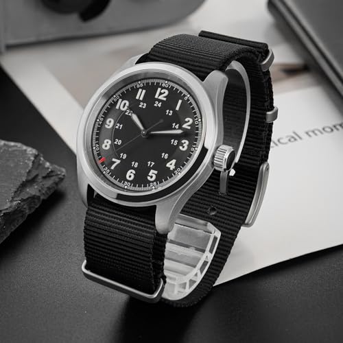 TACTICAL FROG Militado ML08 Japanese Sweep VH31 Field Watch 38mm Men's Military Watch Sapphire Crystal 10 ATM Waterproof Analog Watches for Men and Women, Black Dial - Image 2