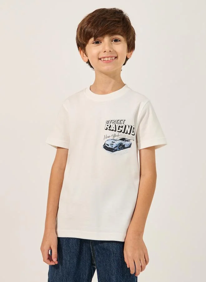 Styli Car Graphic Print Short Sleeve T-Shirt