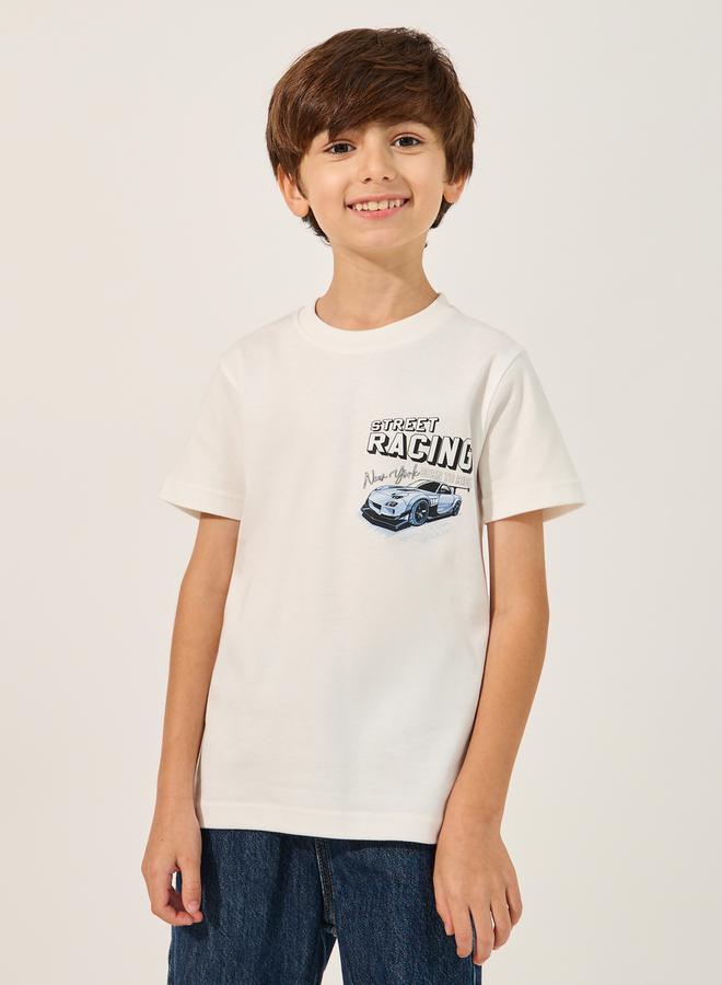ستايلي تيشيرت بأكمام قصيرة وطبعة جرافيك سيارة - Image 3