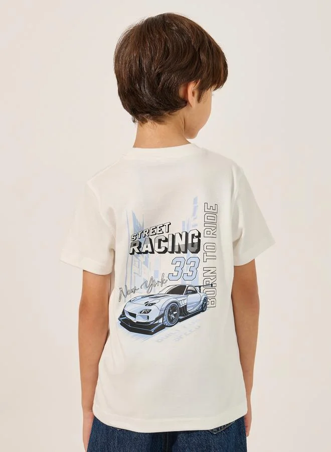 Styli Car Graphic Print Short Sleeve T-Shirt