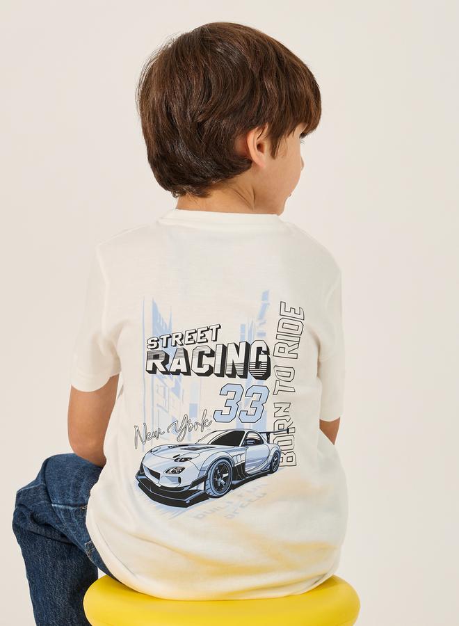 ستايلي تيشيرت بأكمام قصيرة وطبعة جرافيك سيارة - Image 1