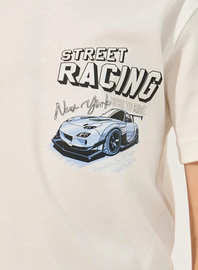 Styli Car Graphic Print Short Sleeve T-Shirt
