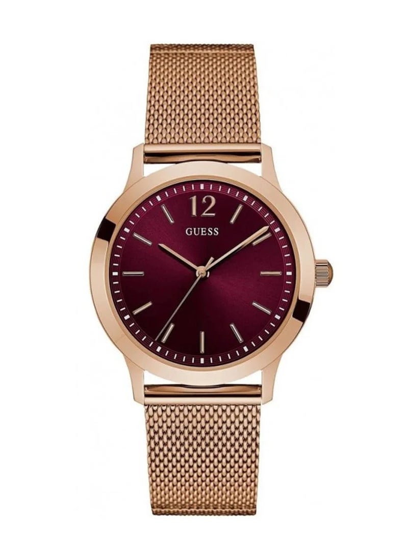 جس ساعة جيس النسائية ذات اللون الذهبي الوردي ومينا باللون العنابي W0921G5 - Image 1