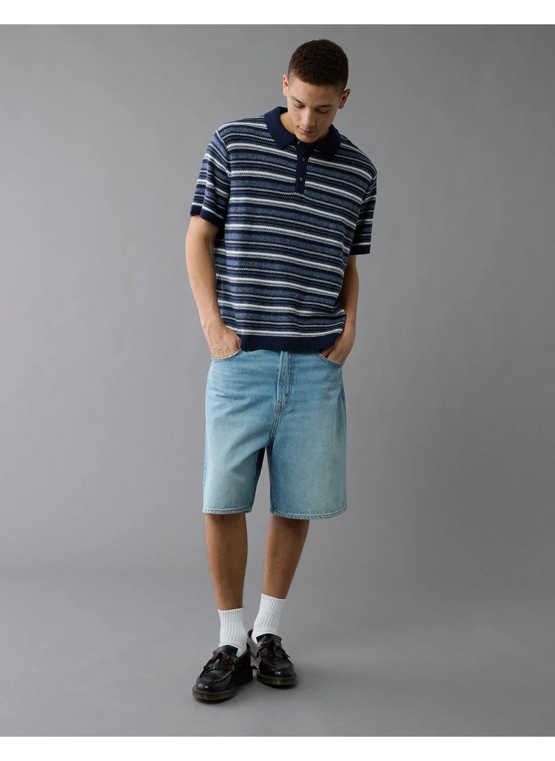 American Eagle AE Weekend Striped Sweater Polo Shirt
