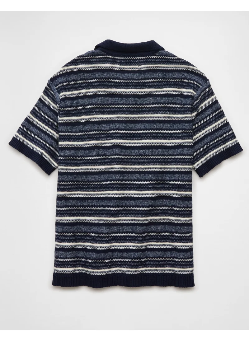 American Eagle AE Weekend Striped Sweater Polo Shirt