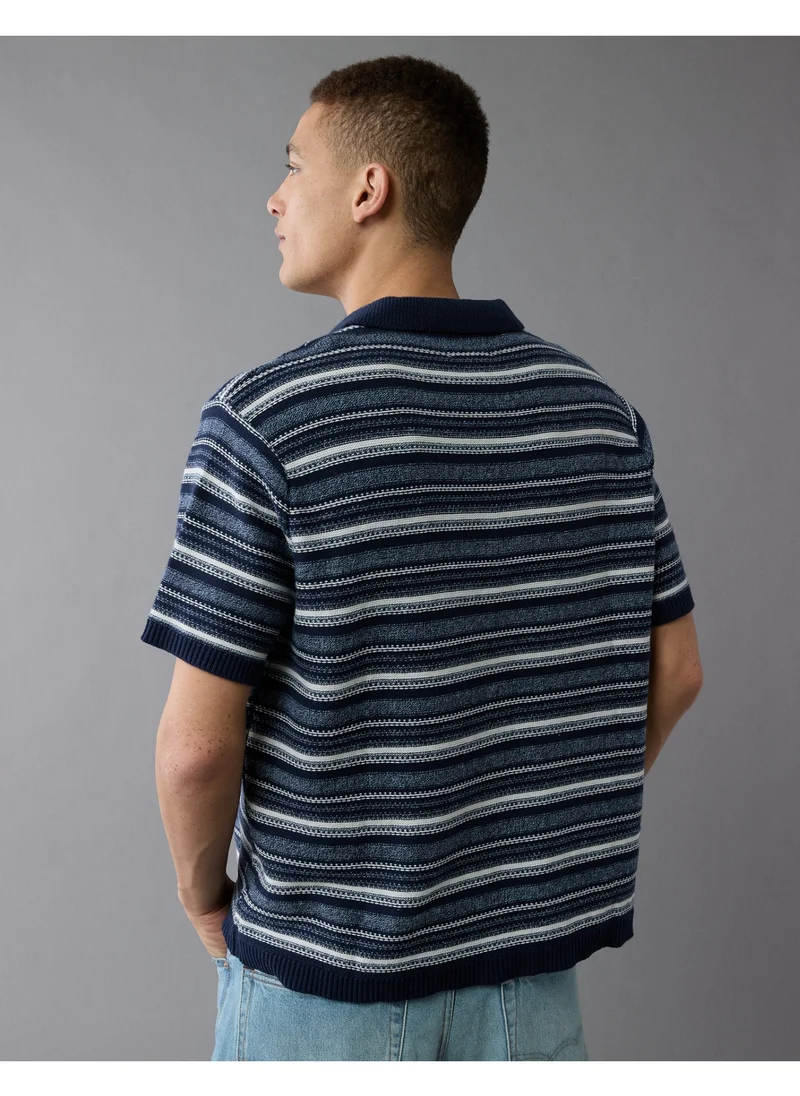 امريكان ايجل AE Weekend Striped Sweater Polo Shirt