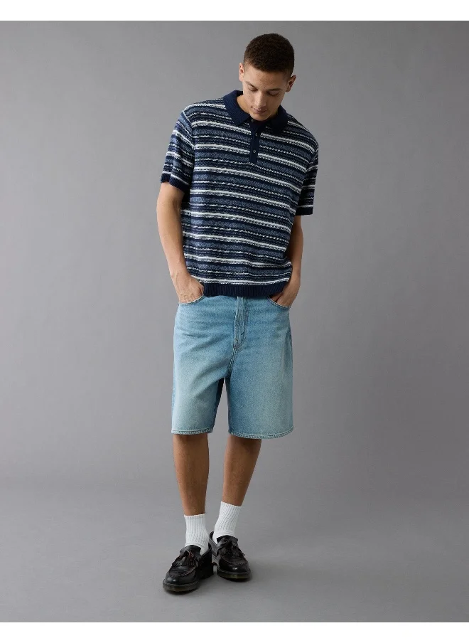 امريكان ايجل AE Weekend Striped Sweater Polo Shirt
