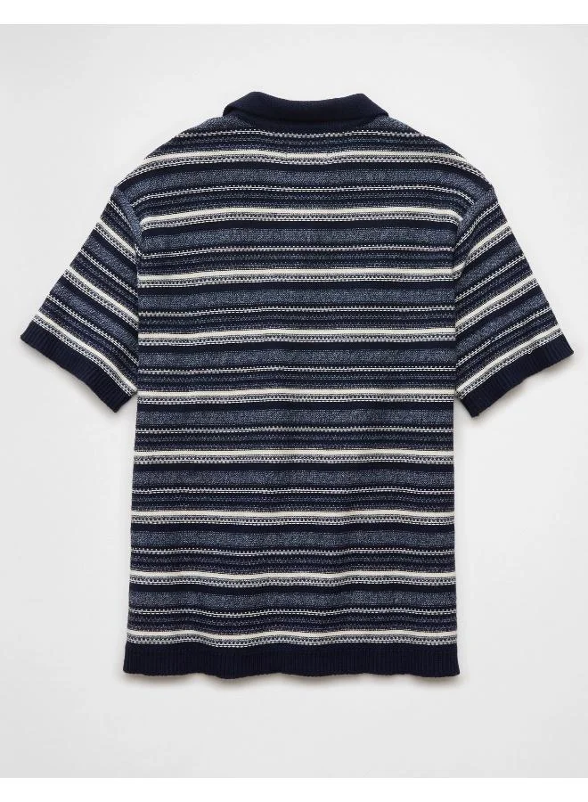 American Eagle AE Weekend Striped Sweater Polo Shirt