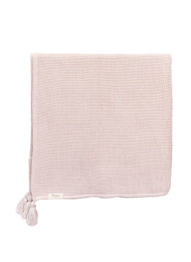 Crane BABY Crane Baby Dusty Rose Luxe Blanket, Soft Cotton Nursery and Stroller Blanket, Cotton and Cashmere, 36" x 36"  - Image 1