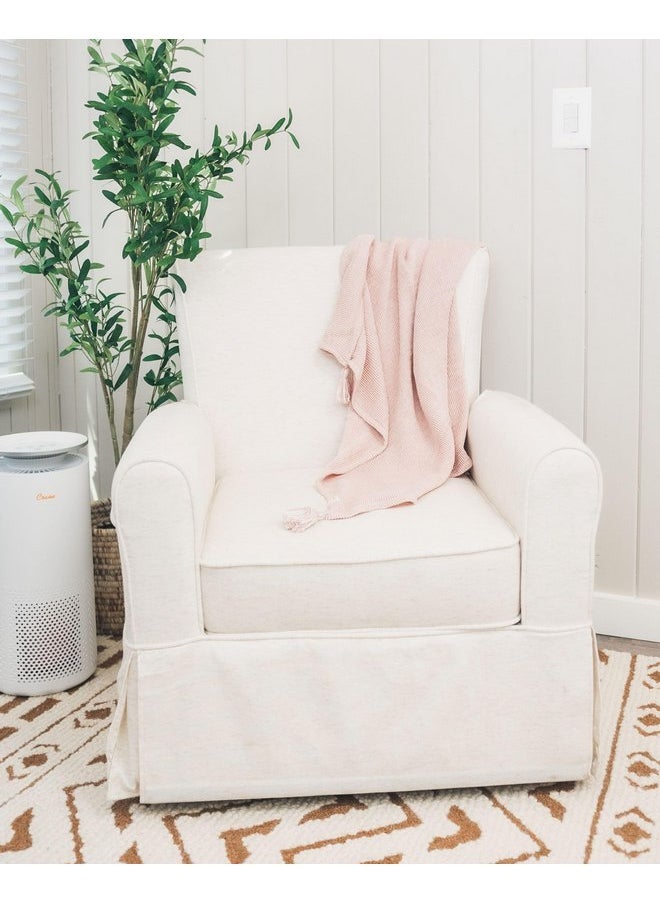 Crane BABY Crane Baby Dusty Rose Luxe Blanket, Soft Cotton Nursery and Stroller Blanket, Cotton and Cashmere, 36" x 36"  - Image 4