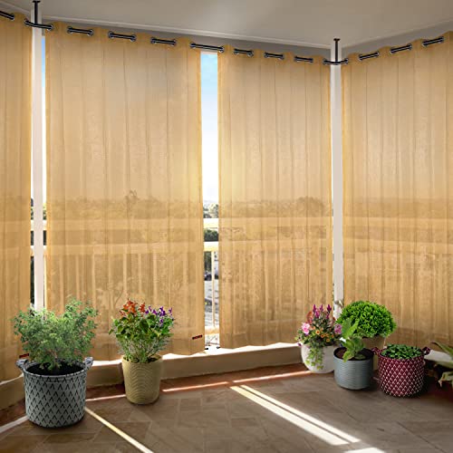 HIPPO 150 GSM Outdoor Sun Blocking Balcony Eyelet/Grommet Curtains Sun & UV Protection, Light Filtering 4.5FTX4.5FT Window Curtain (Beige) - Image 1