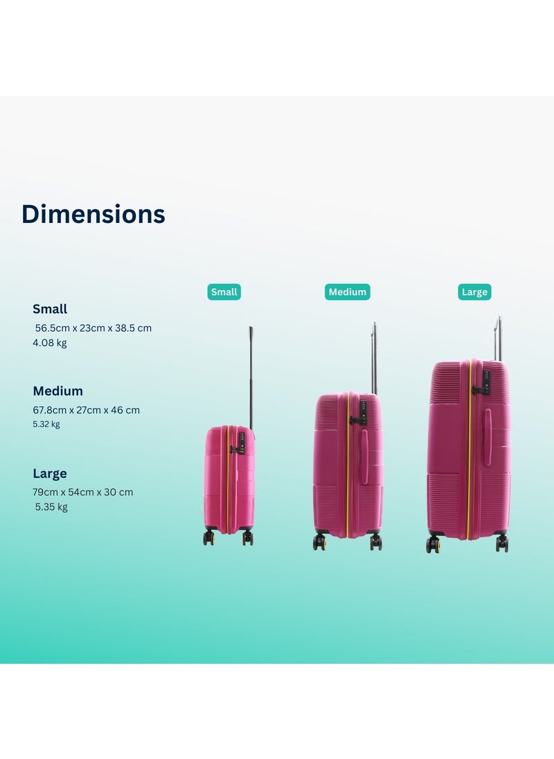 NATIONAL GEOGRAPHIC National Geographic Cavern PP Hardside Luggage Set Fuchsia Pink, Durable/ Unbreakable/ Lightweight/ Anit-theft Zipper/ 4 Double Wheel TSA Lock 3pcs Suitcase Trolley Bag (20+24+28 Inch).  - Image 4