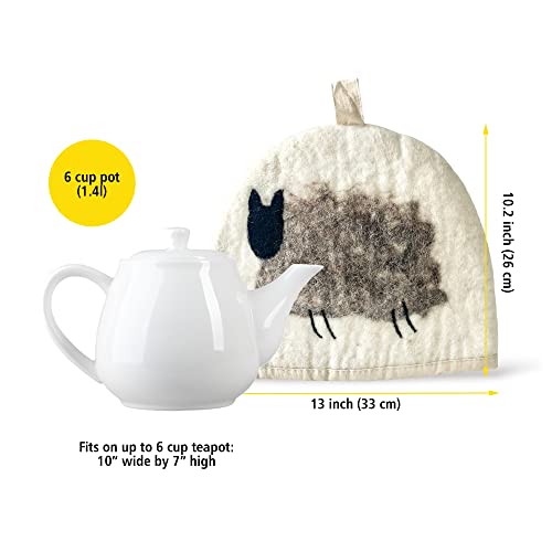 Glaciart One Wool Teapot Cozy Kettle Cover | Dome Shaped Large Tea Cosy, Kettle or French Press | Handmade & Needle Felted from Natural Wool | Warms Up to 2 Hours | Great as Gift - Image 5