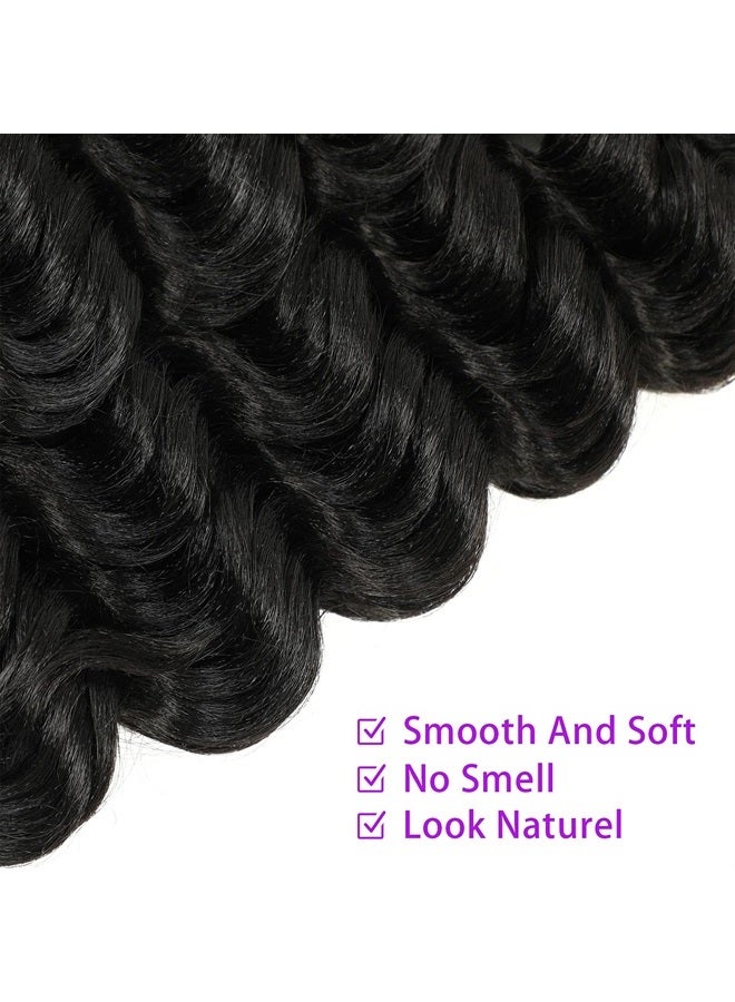 AMELI Ocean Wave Crochet Hair Deep Natural Black Braids Synthetic Braiding Extensions 8 Packs (14 Inch (Pack of 8), 1B) - Image 4
