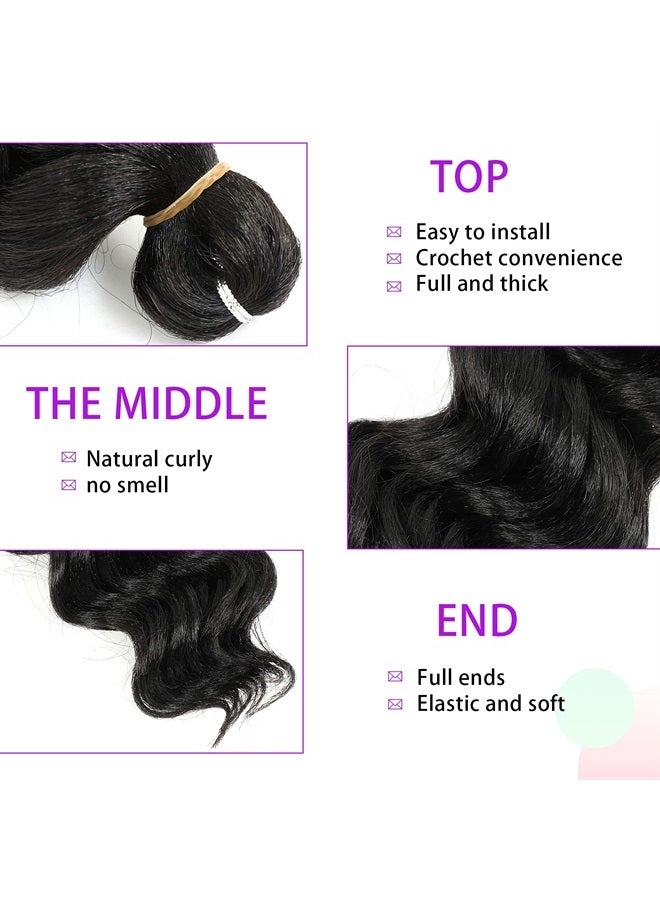 AMELI Ocean Wave Crochet Hair Deep Natural Black Braids Synthetic Braiding Extensions 8 Packs (14 Inch (Pack of 8), 1B) - Image 3