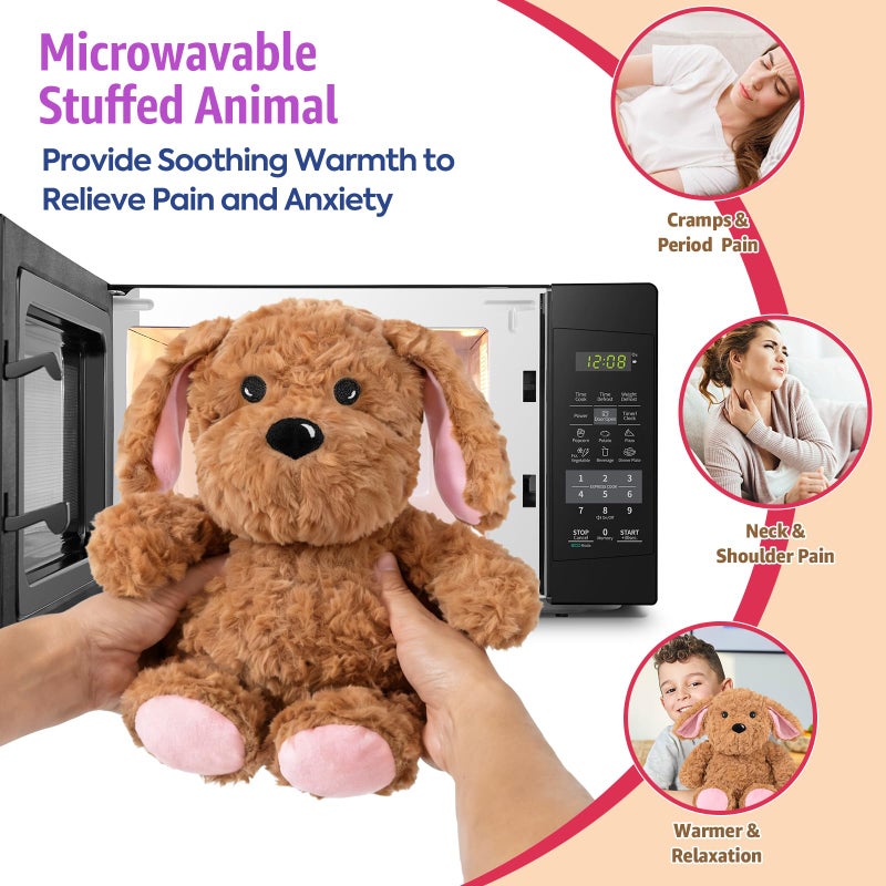 Ditucu Original Golden Retriever Microwavable Weighted Stuffed Animal Heated Dog Plush for Warmth Comfort Period Cramps Pain Plushies Toys Gifts for Kids Adults Dark Brown 9 inch - Image 5