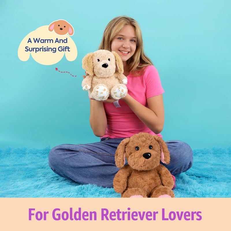Ditucu Original Golden Retriever Microwavable Weighted Stuffed Animal Heated Dog Plush for Warmth Comfort Period Cramps Pain Plushies Toys Gifts for Kids Adults Dark Brown 9 inch - Image 4