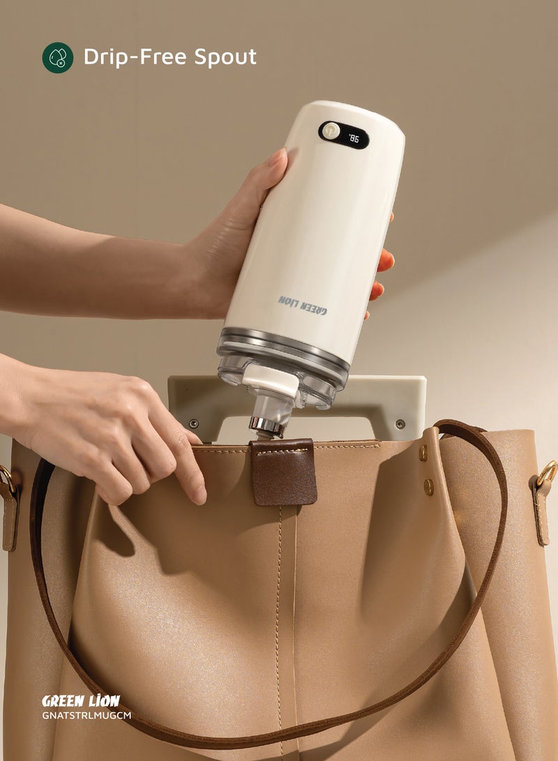 GREEN LION Auto-Stirring Mug 350mL / Warm Water Temp: 80°C Max / Motor Speed: 6800 RPM / Material: PP+PC+Silicone / Charging Time: 1-2 Hrs / Battery: 400mAh / Capacity: 350 mL - Cream - Image 4