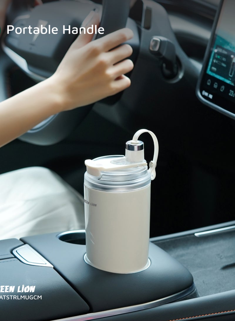 GREEN LION Auto-Stirring Mug 350mL / Warm Water Temp: 80°C Max / Motor Speed: 6800 RPM / Material: PP+PC+Silicone / Charging Time: 1-2 Hrs / Battery: 400mAh / Capacity: 350 mL - Cream - Image 2